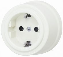 Розетка-ретро с заземлением пластик Bironi Лизетта 1-м. слоновая кость картинка